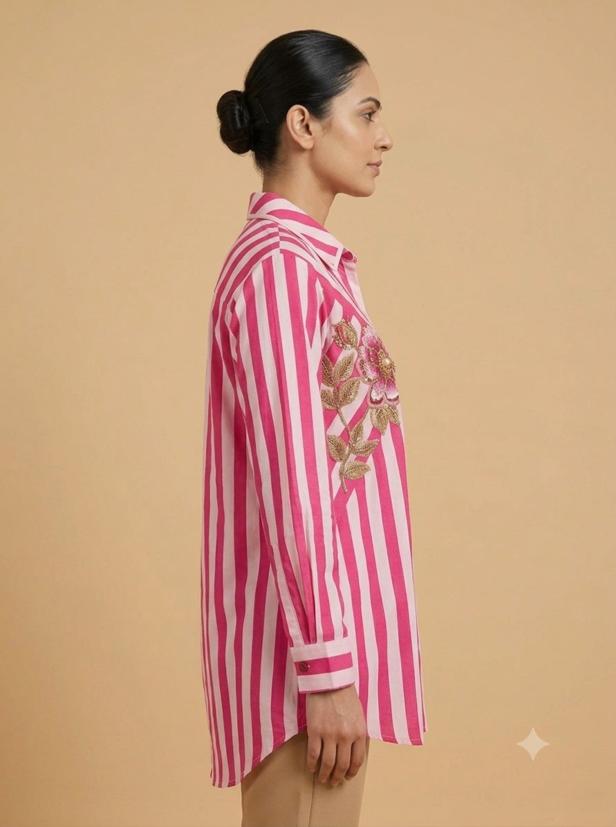 Fuchsia Bloom Striped Shirt view 3