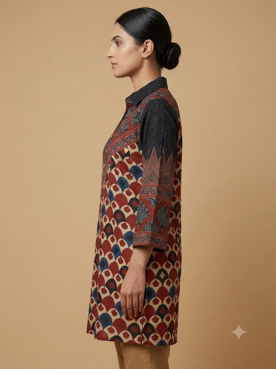 Maroon Mosaic Printed Tunic view 2