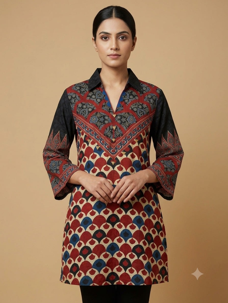 Maroon Mosaic Printed Tunic view 1
