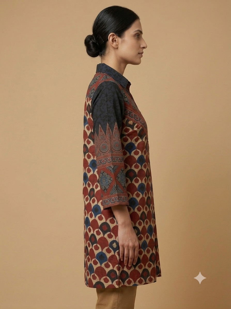 Maroon Mosaic Printed Tunic view 3