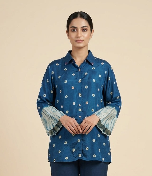 Indigo Motif Cuff Shirt view 1