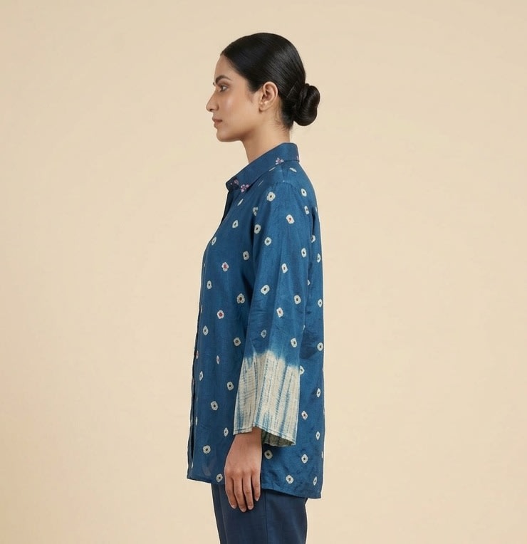 Indigo Motif Cuff Shirt view 2