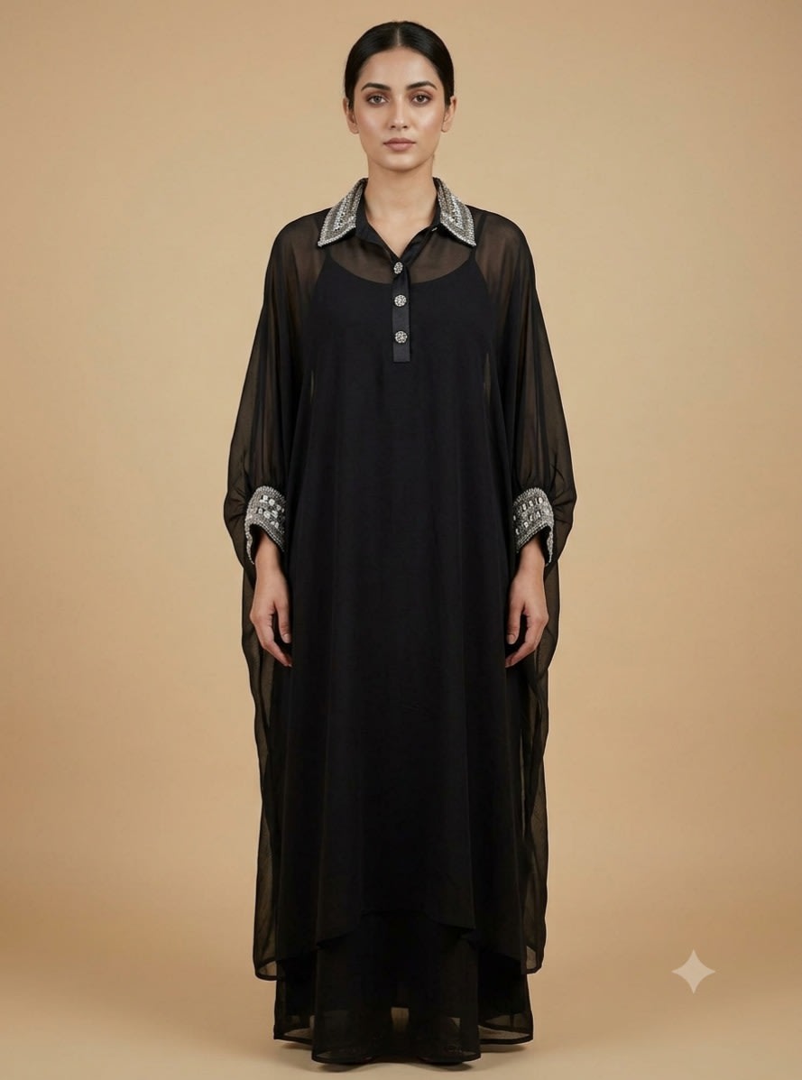 Noir Sheer Embellished Overlay Set view 1
