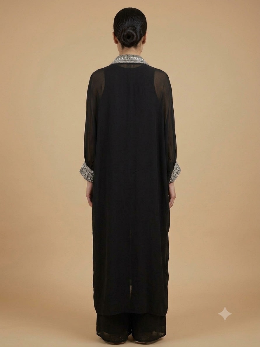 Noir Sheer Embellished Overlay Set view 3