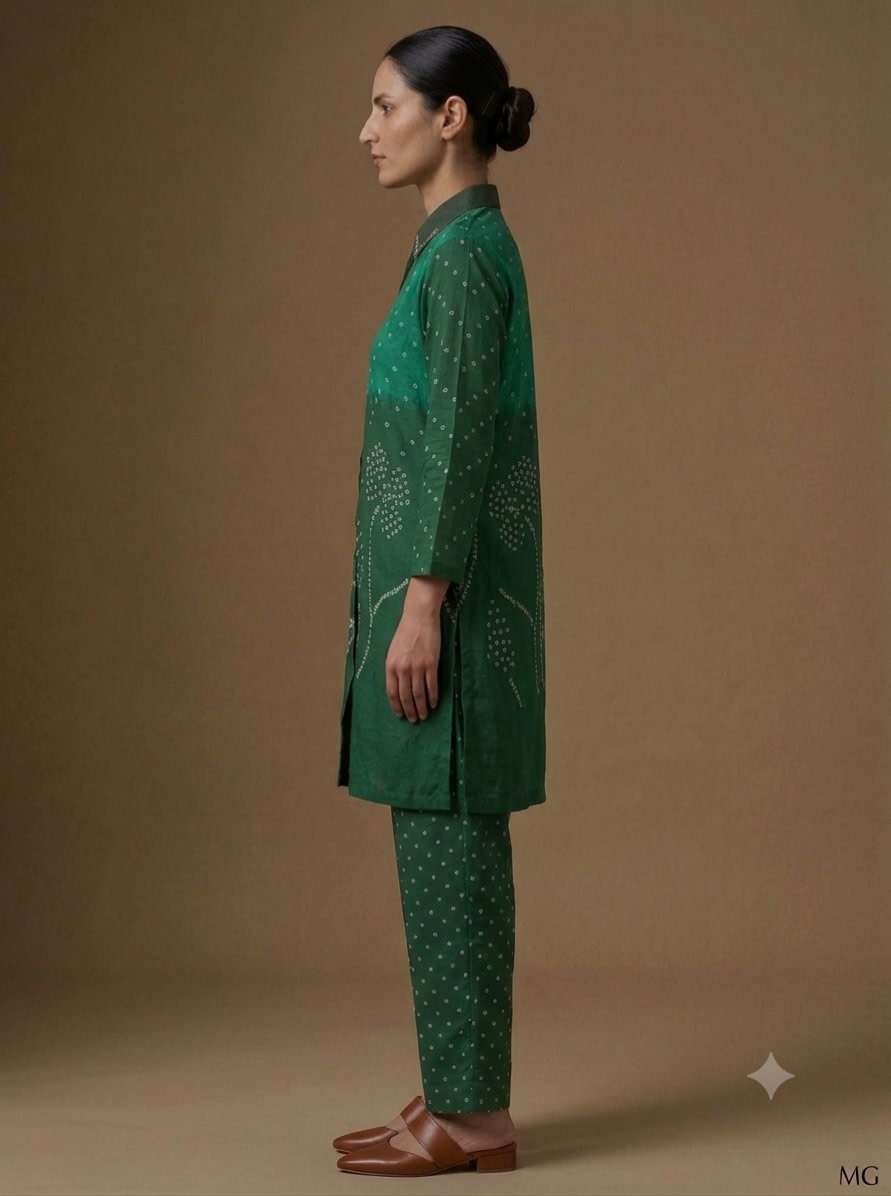 Emerald Dotted Motif Shirt view 3