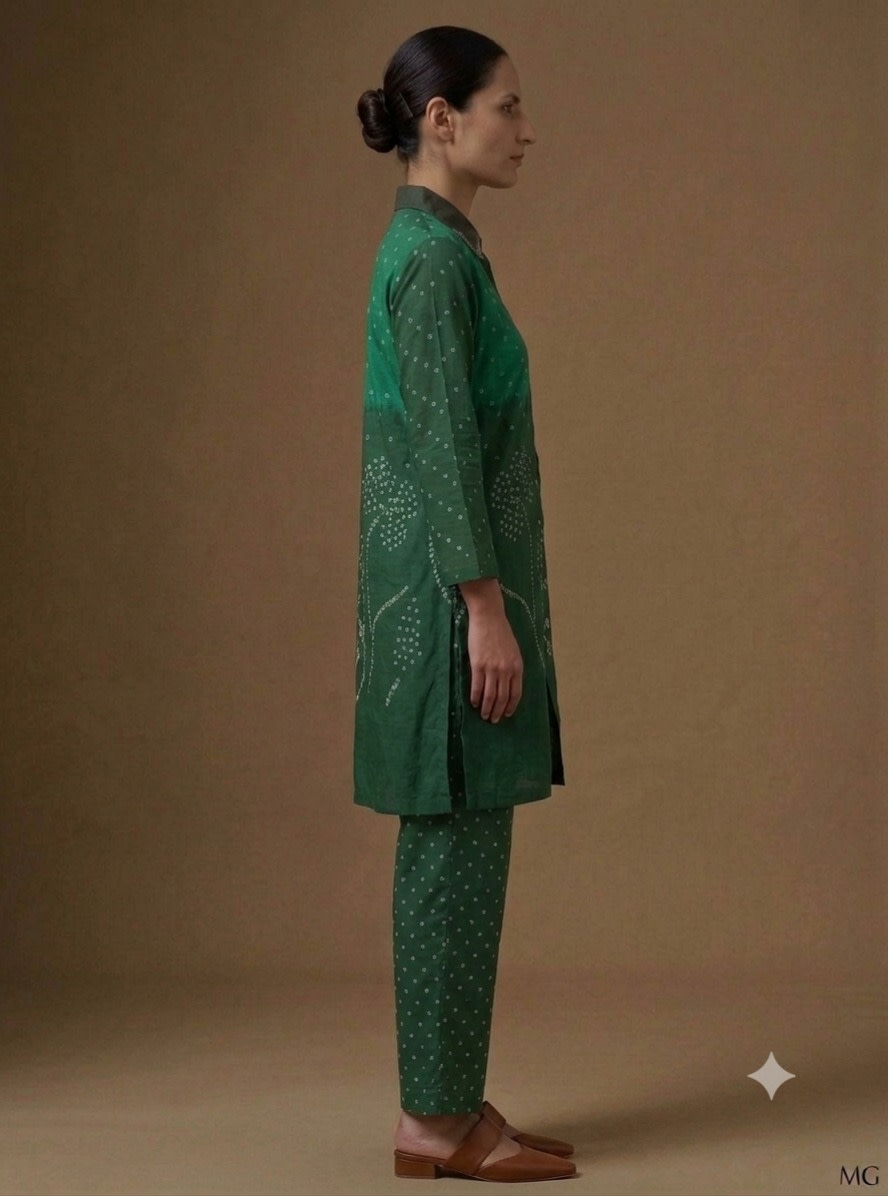 Emerald Dotted Motif Shirt view 2