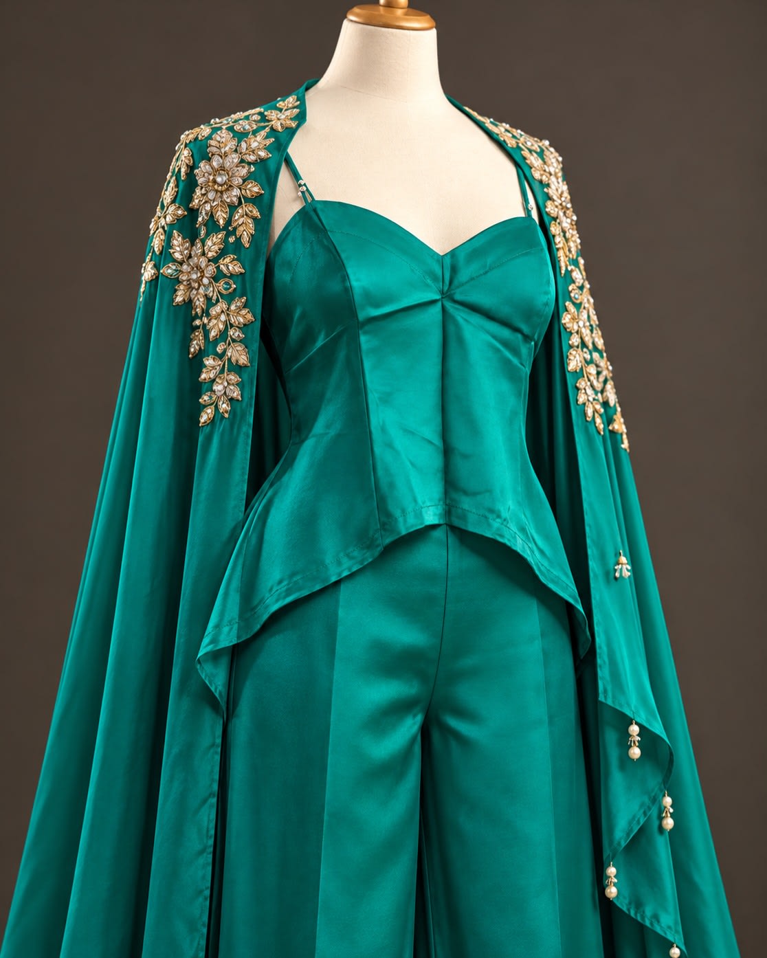 Teal Cascade Cape Co-ord Set view 2