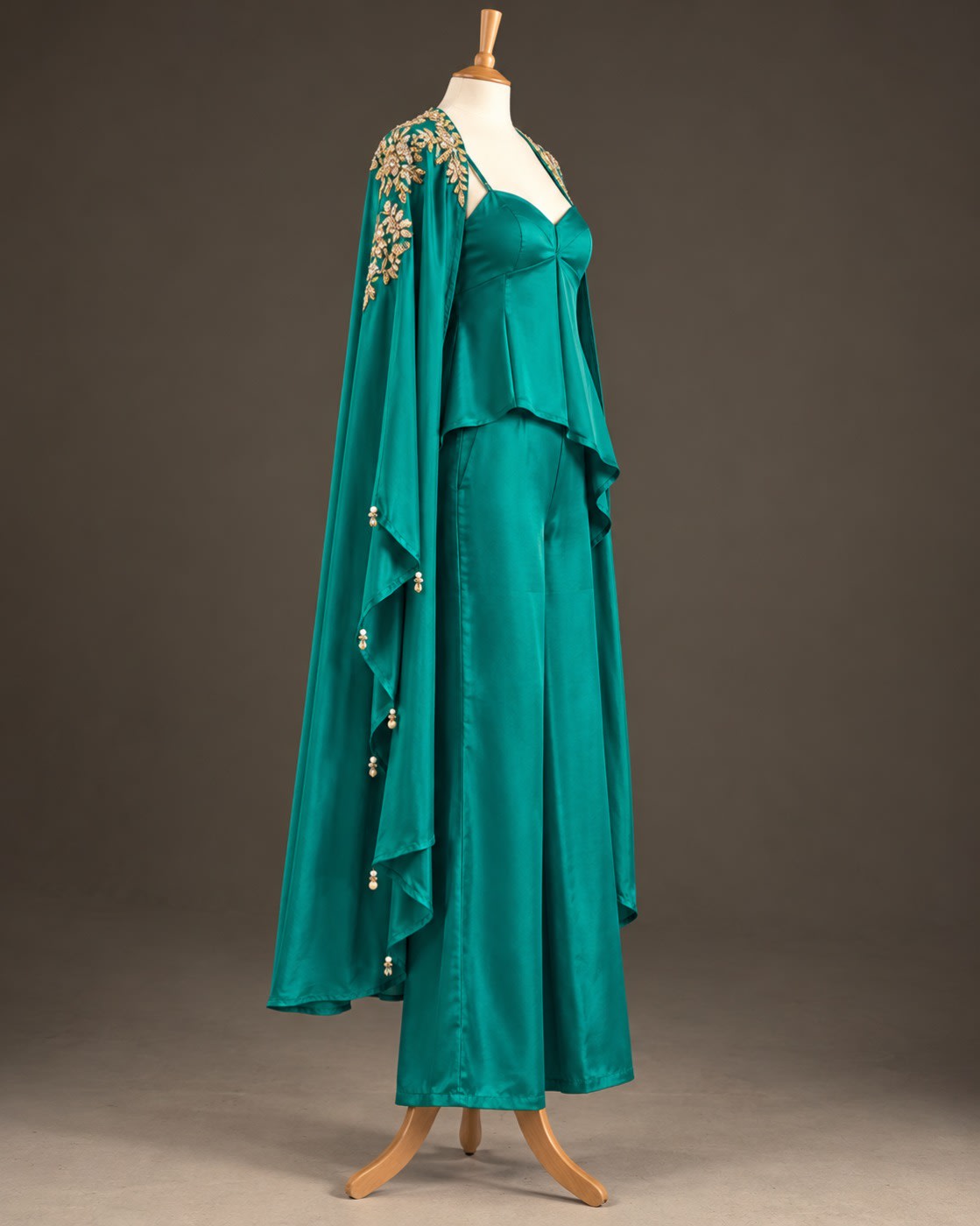 Teal Cascade Cape Co-ord Set view 3