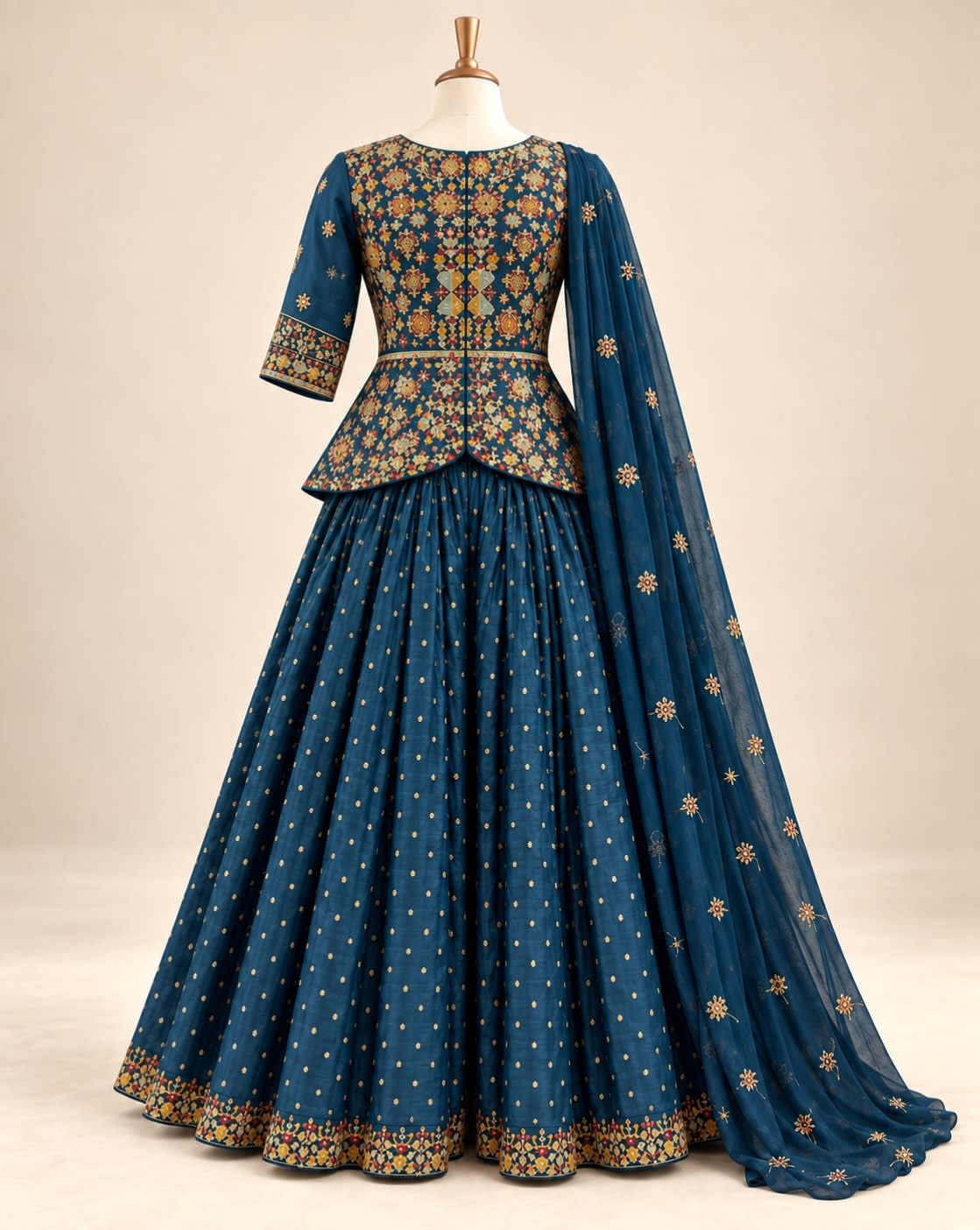 Midnight Floral Peplum Lehenga Set view 5