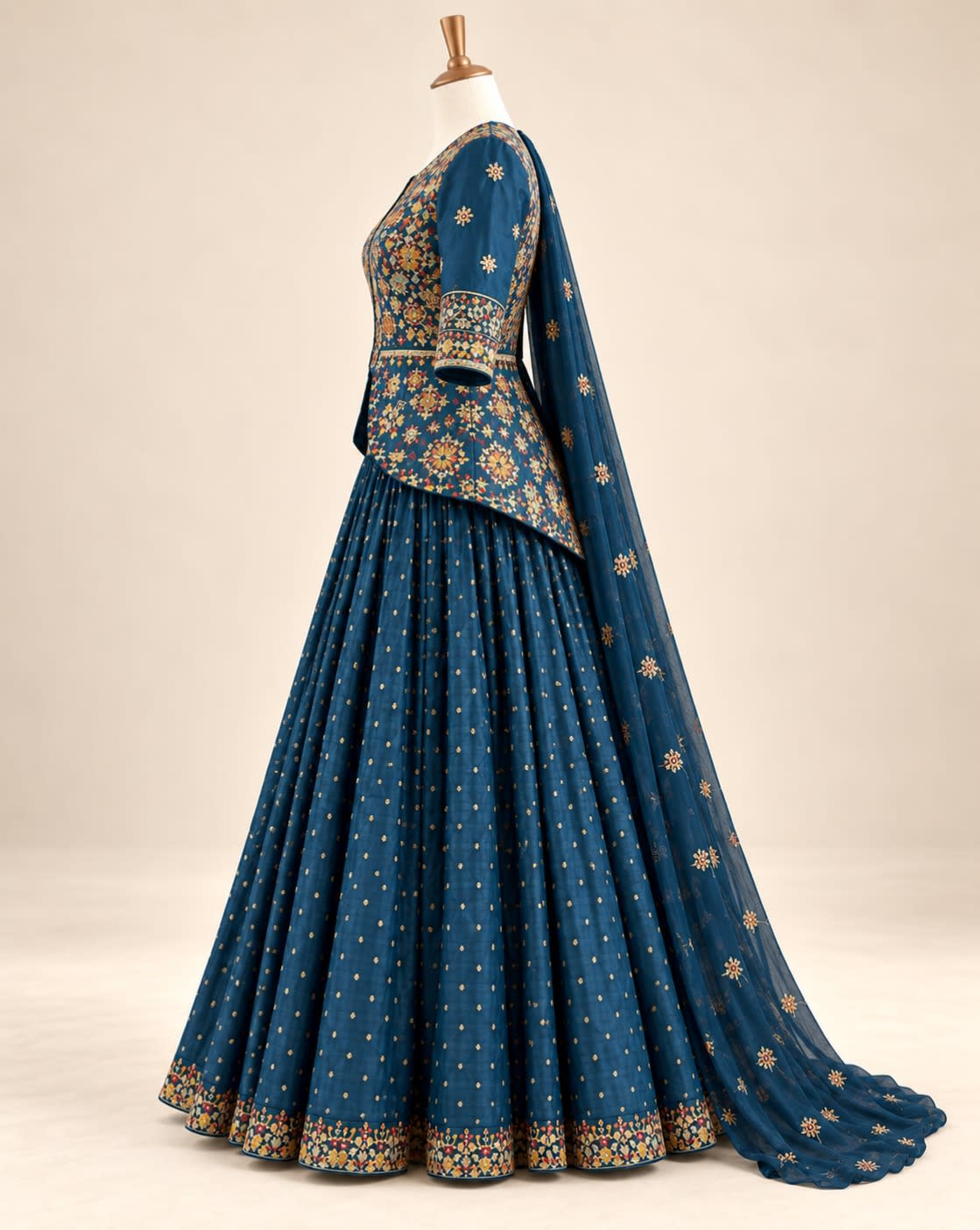 Midnight Floral Peplum Lehenga Set view 3