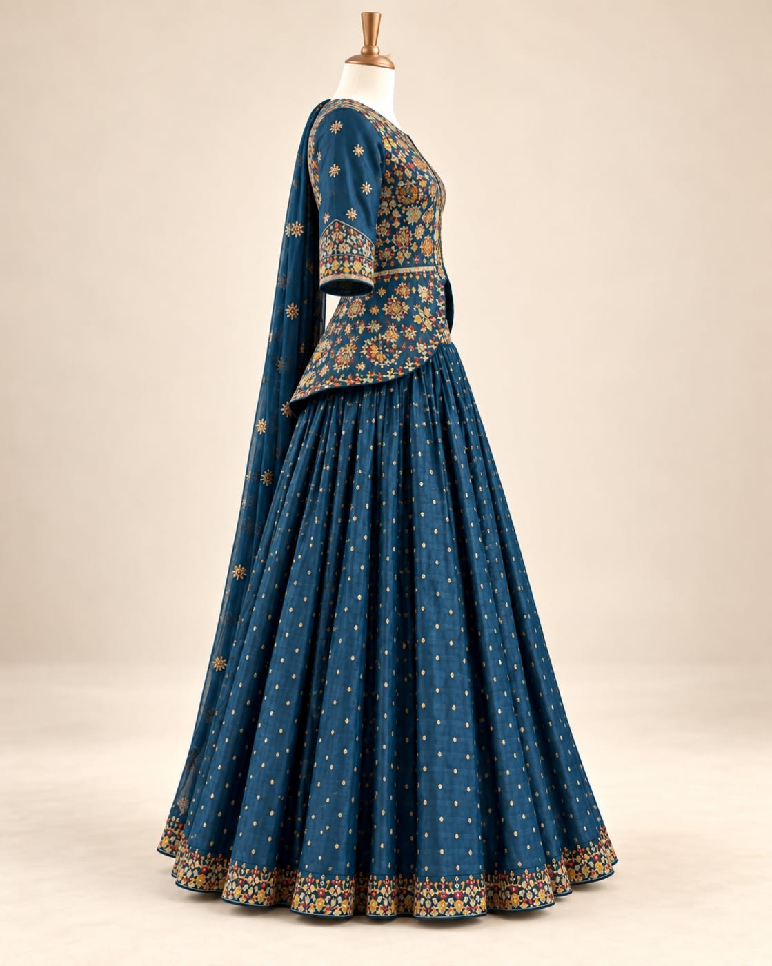 Midnight Floral Peplum Lehenga Set view 4