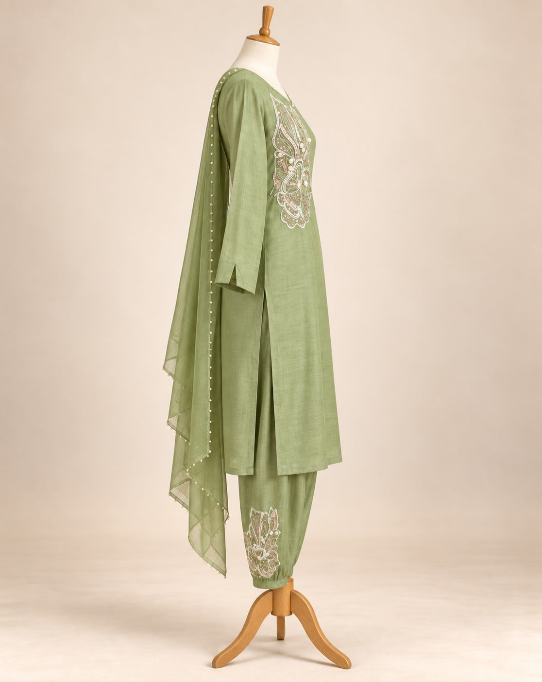 Sage Paisley Embroidered Set view 3