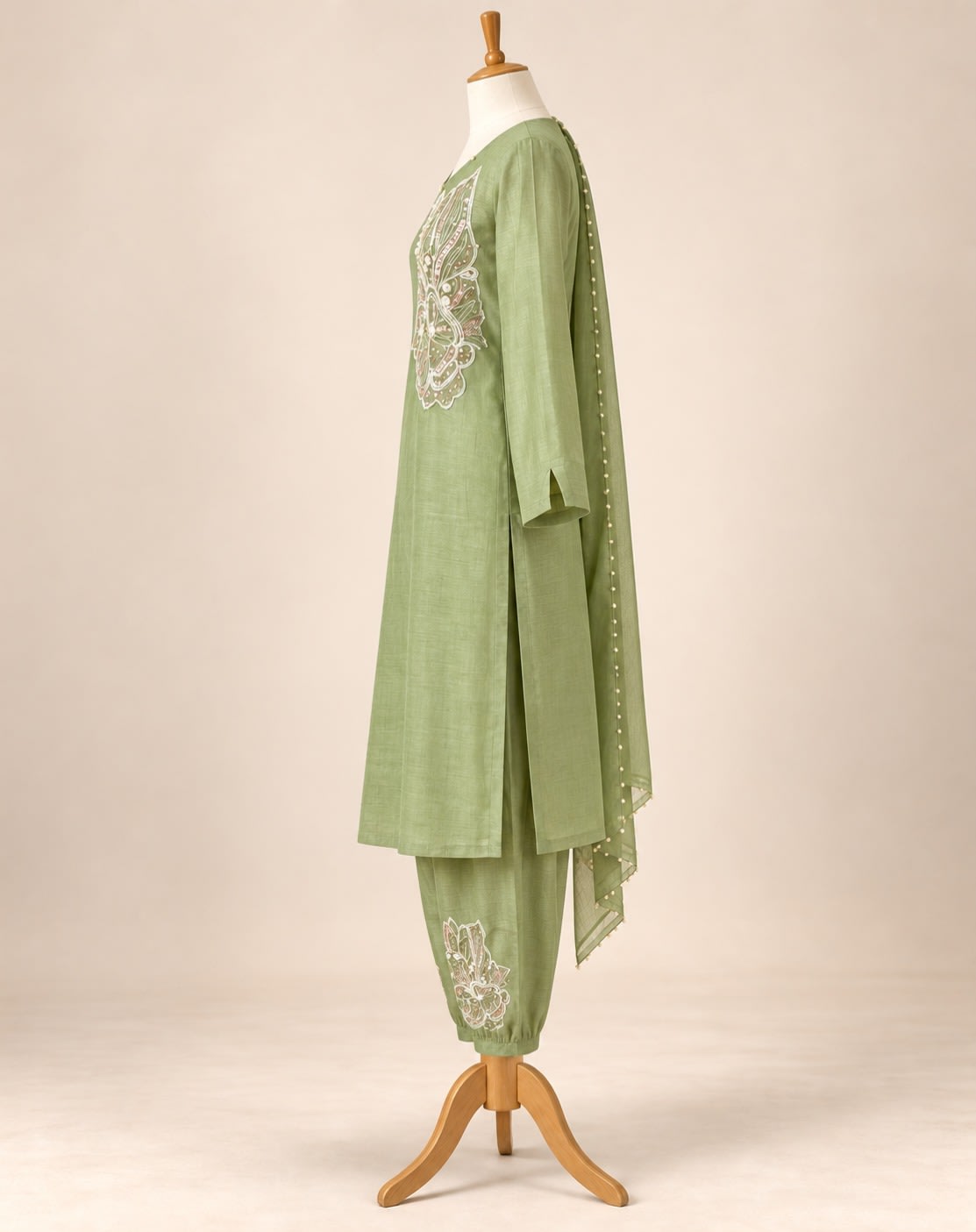 Sage Paisley Embroidered Set view 4