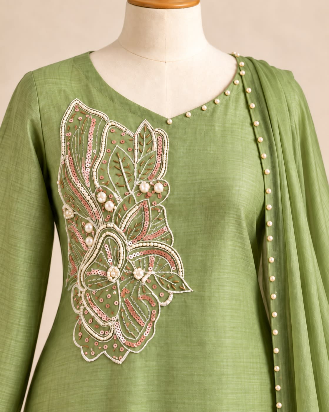 Sage Paisley Embroidered Set view 2