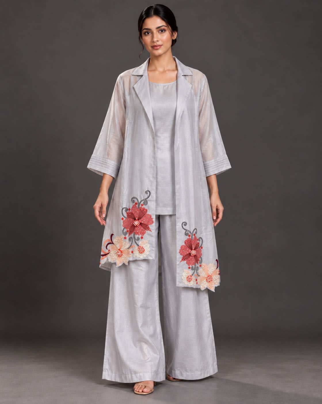 Silver Bloom Longline Co-ord Set view 1