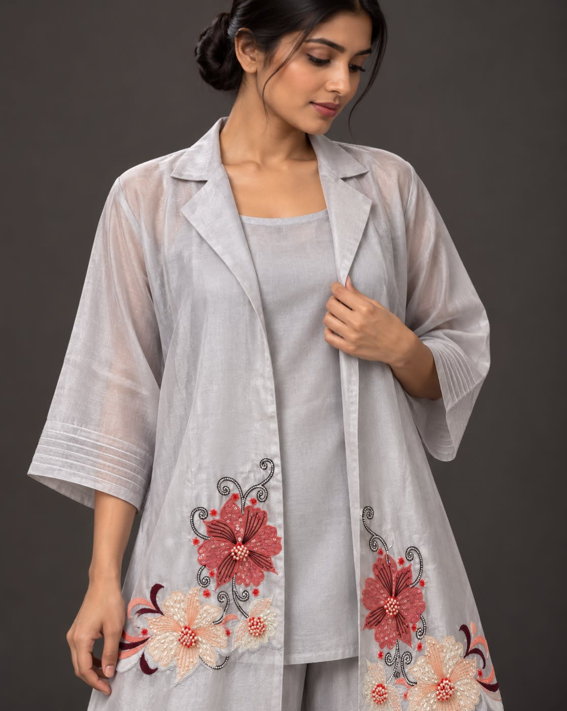 Silver Bloom Longline Co-ord Set view 2