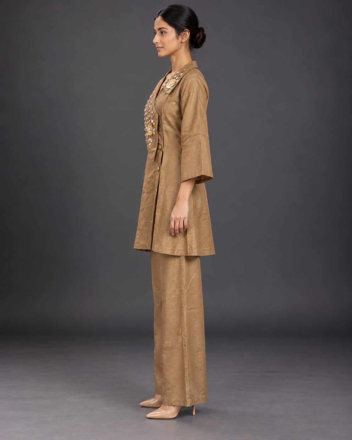 Mocha Botanical Wrap Co-ord Set view 4