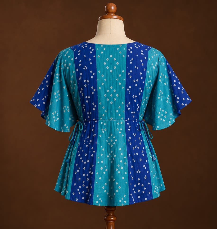 Azure Bandhani-Inspired Peplum Tunic view 3