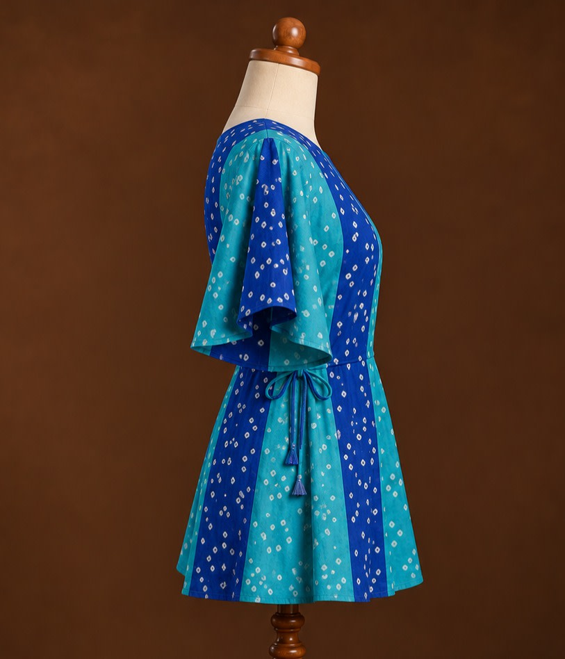 Azure Bandhani-Inspired Peplum Tunic view 2