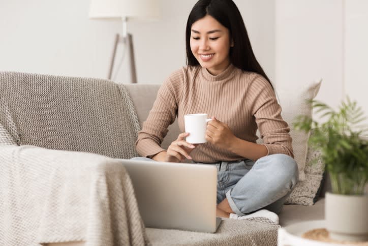 student drinking coffee