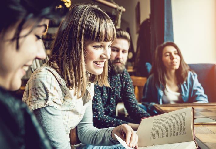 students in coffee shop