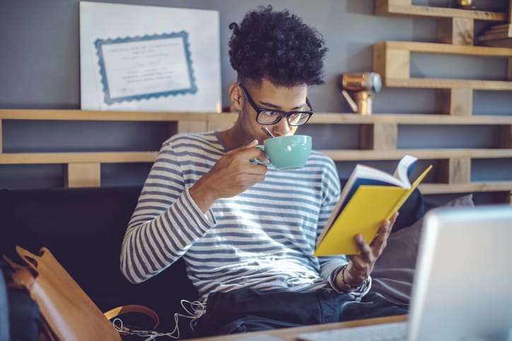 young man working at home