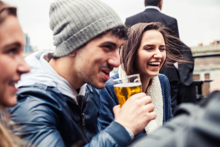 students having a beer