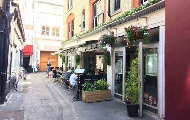 Exterior of La Raza tapas bar, Cambridge