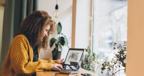 Young woman working on a laptop