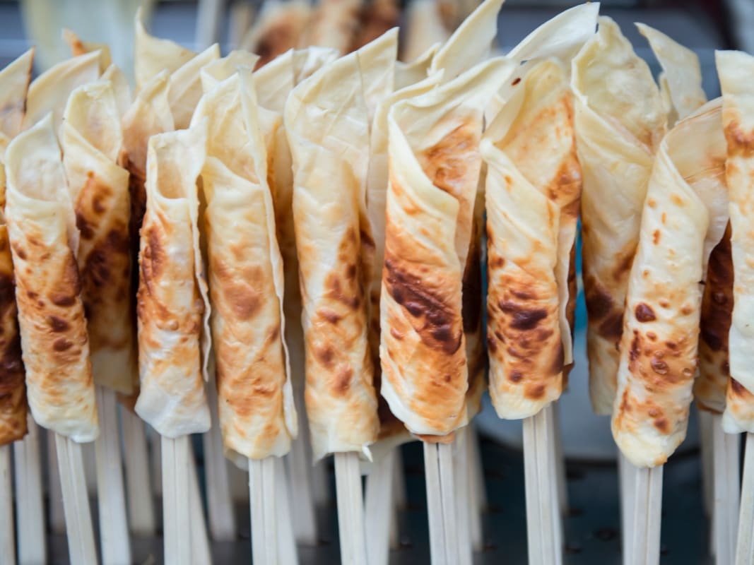 Grilled Flatbread Street Food Sticks Golden Brown