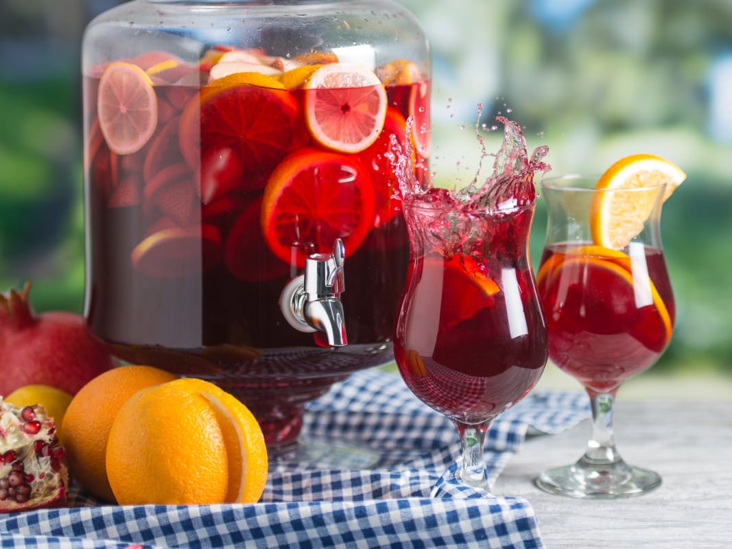 Red Sangria Beverage Dispenser Summer Party Drinks