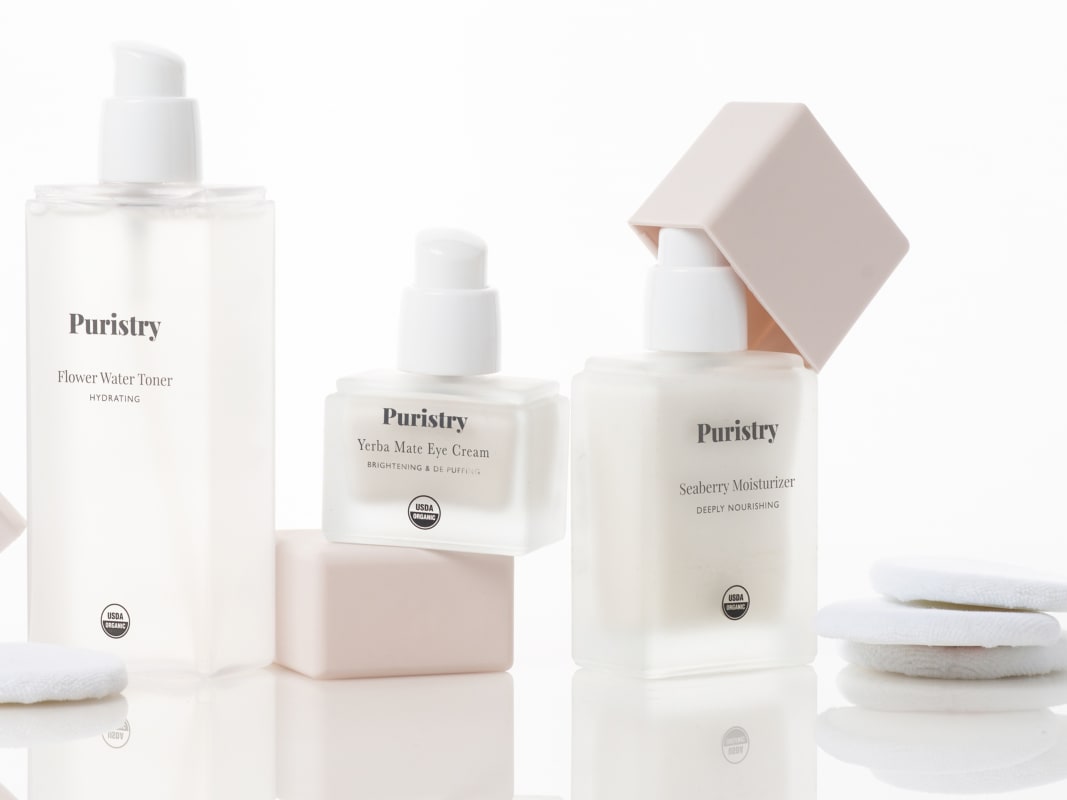 Puristiy Organic Skincare Product Collection Display