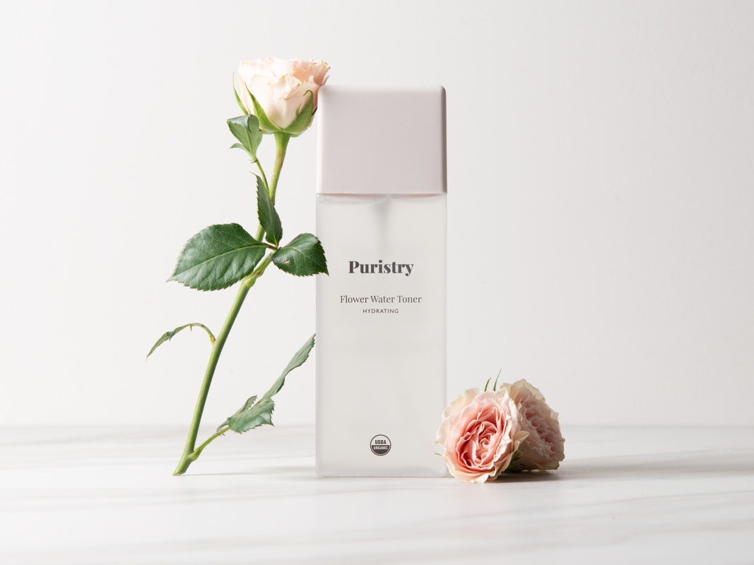 Puristry Flower Water Toner Product Styling Peach Roses