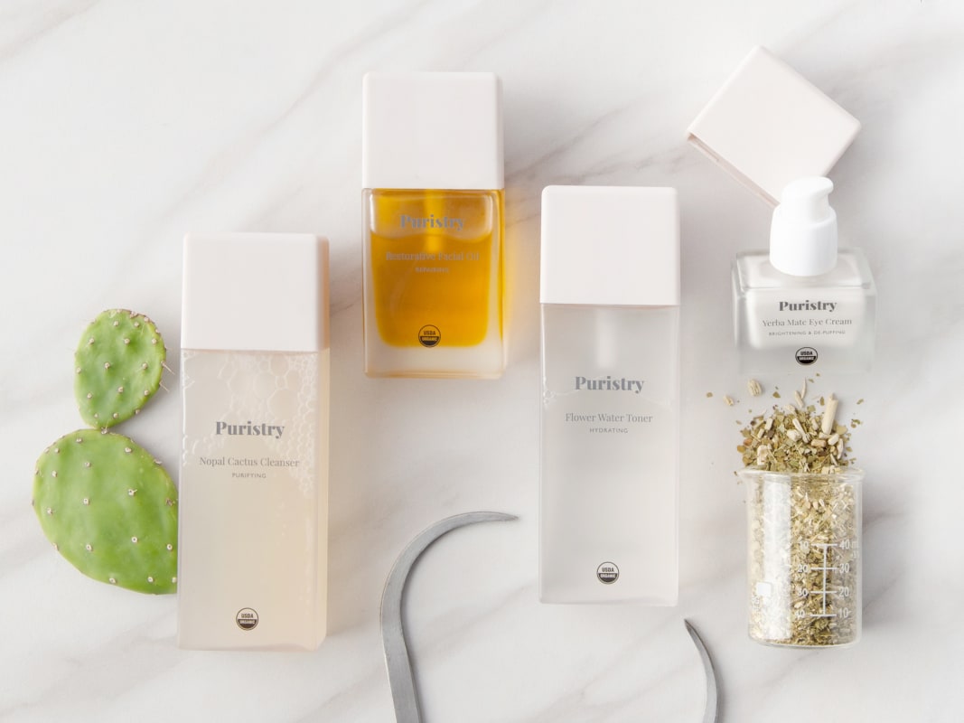 Puristry Luxury Skincare Products Marble Flat Lay Arrangement