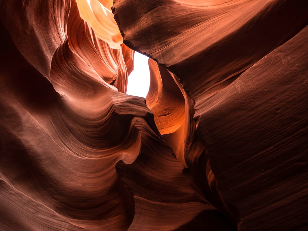 Antelope Canyon Flowing Sandstone Curves Orange Light