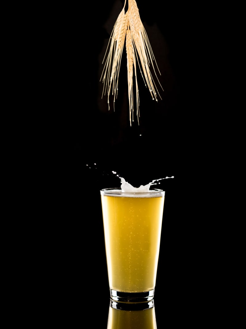 Beer Glass Sparks Splash Dramatic Black Background