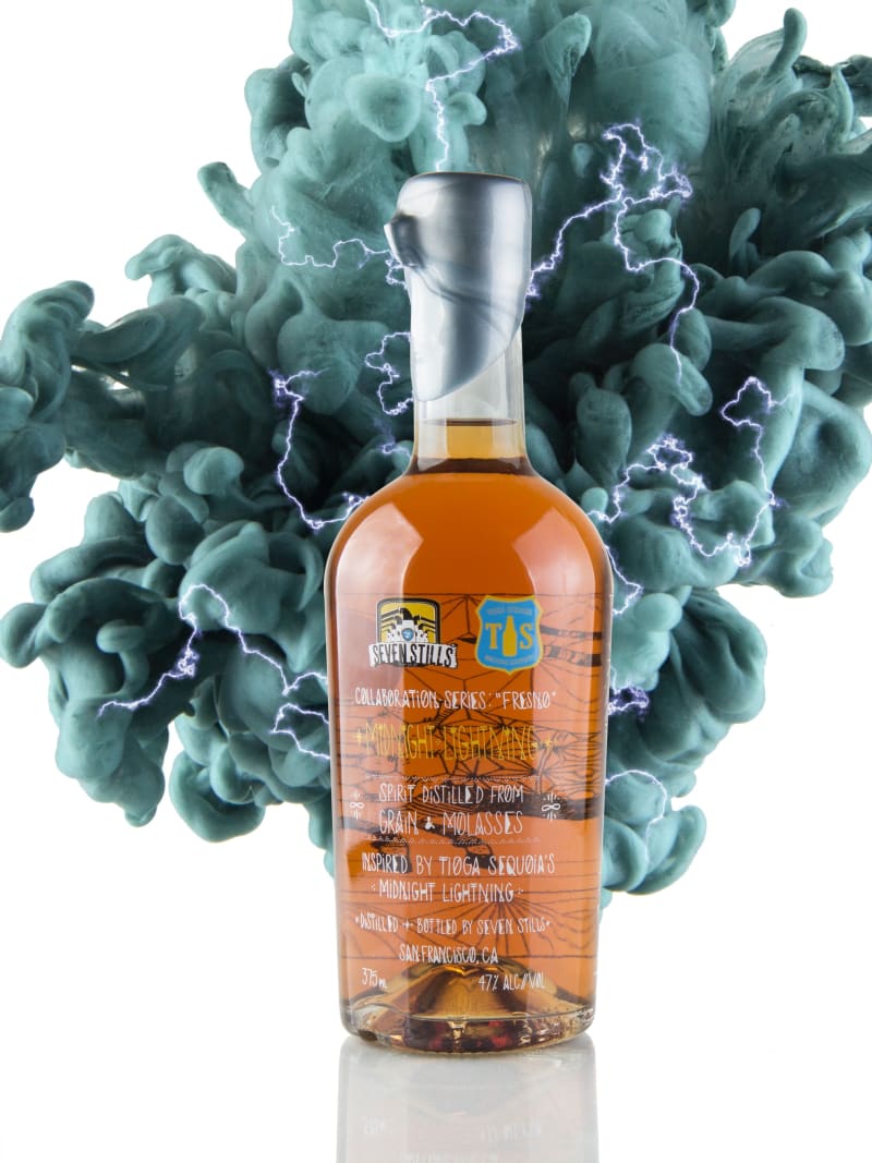 Seven Stills Whiskey Bottle Smoke Lightning Effect