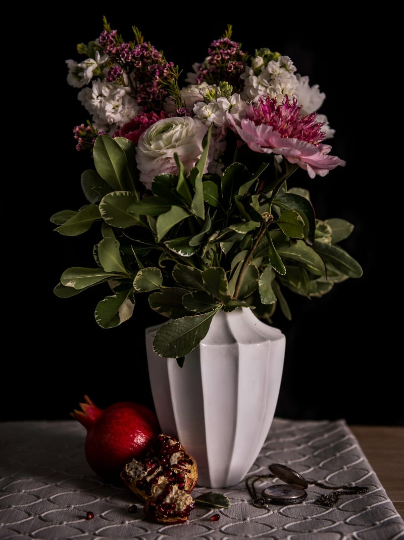 Elegant Pink Peony Floral Still Life Arrangement