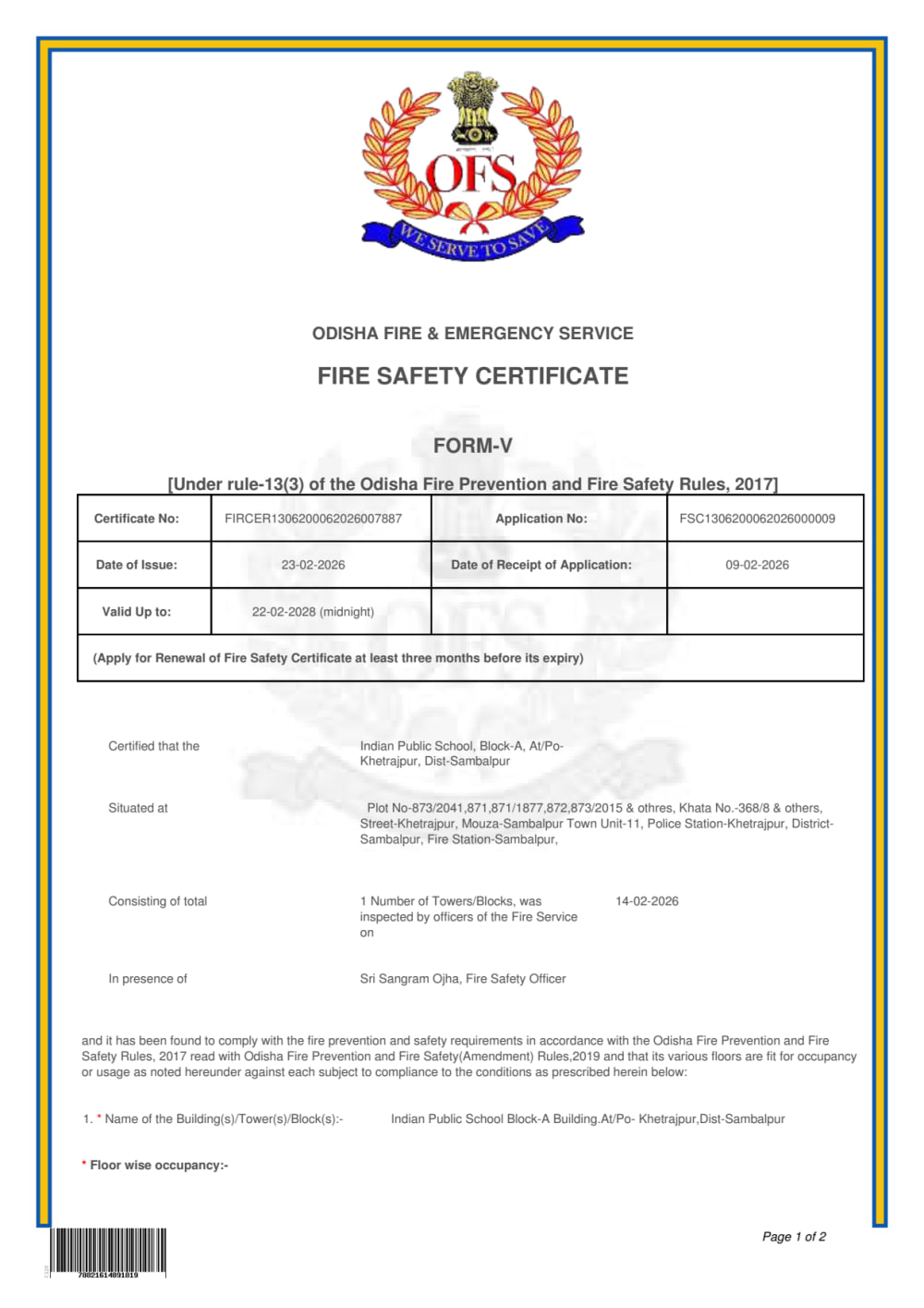 1789651572654 FIRE SAFETY CERTIFICATE
