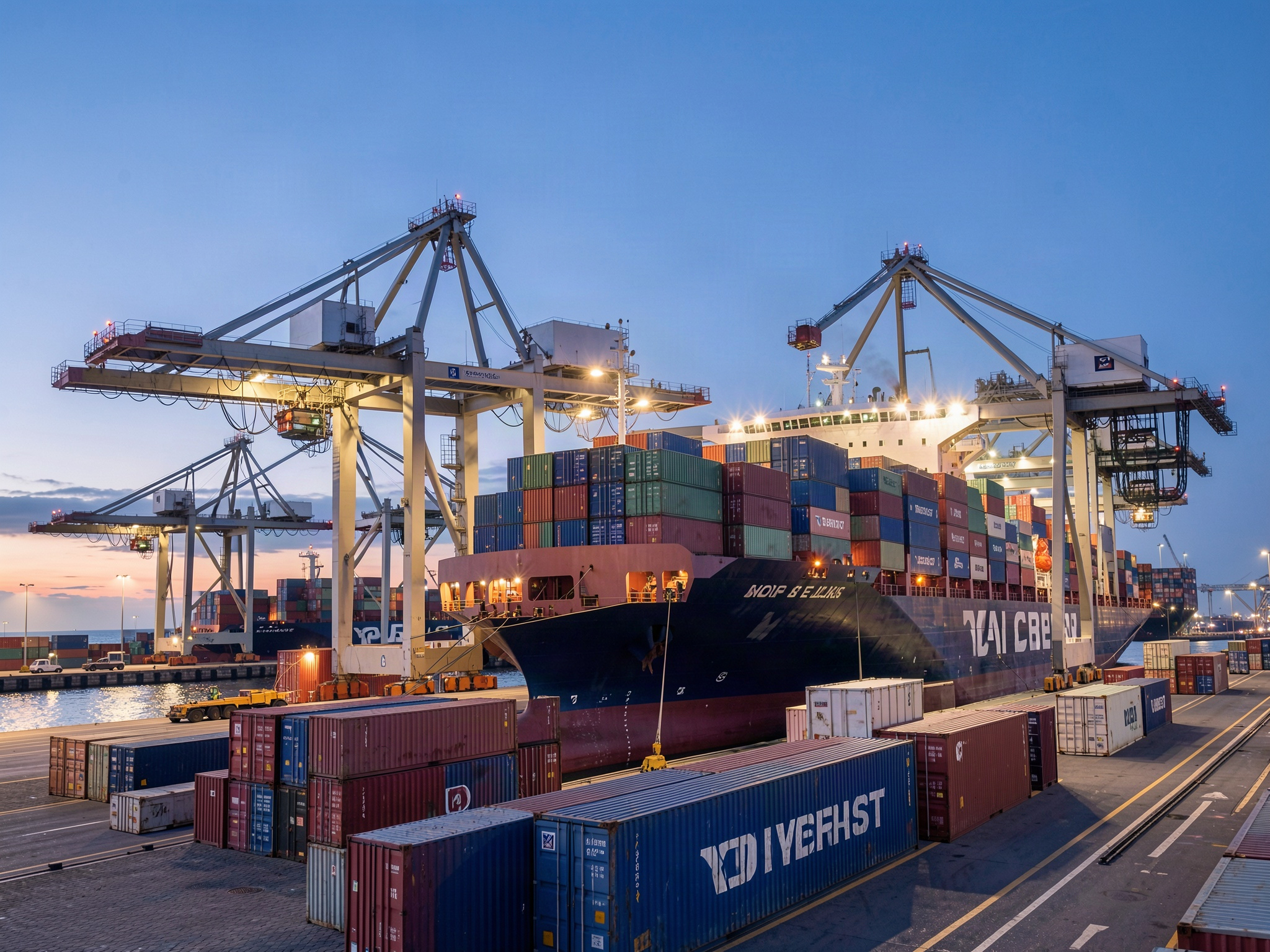 Container ship at sea