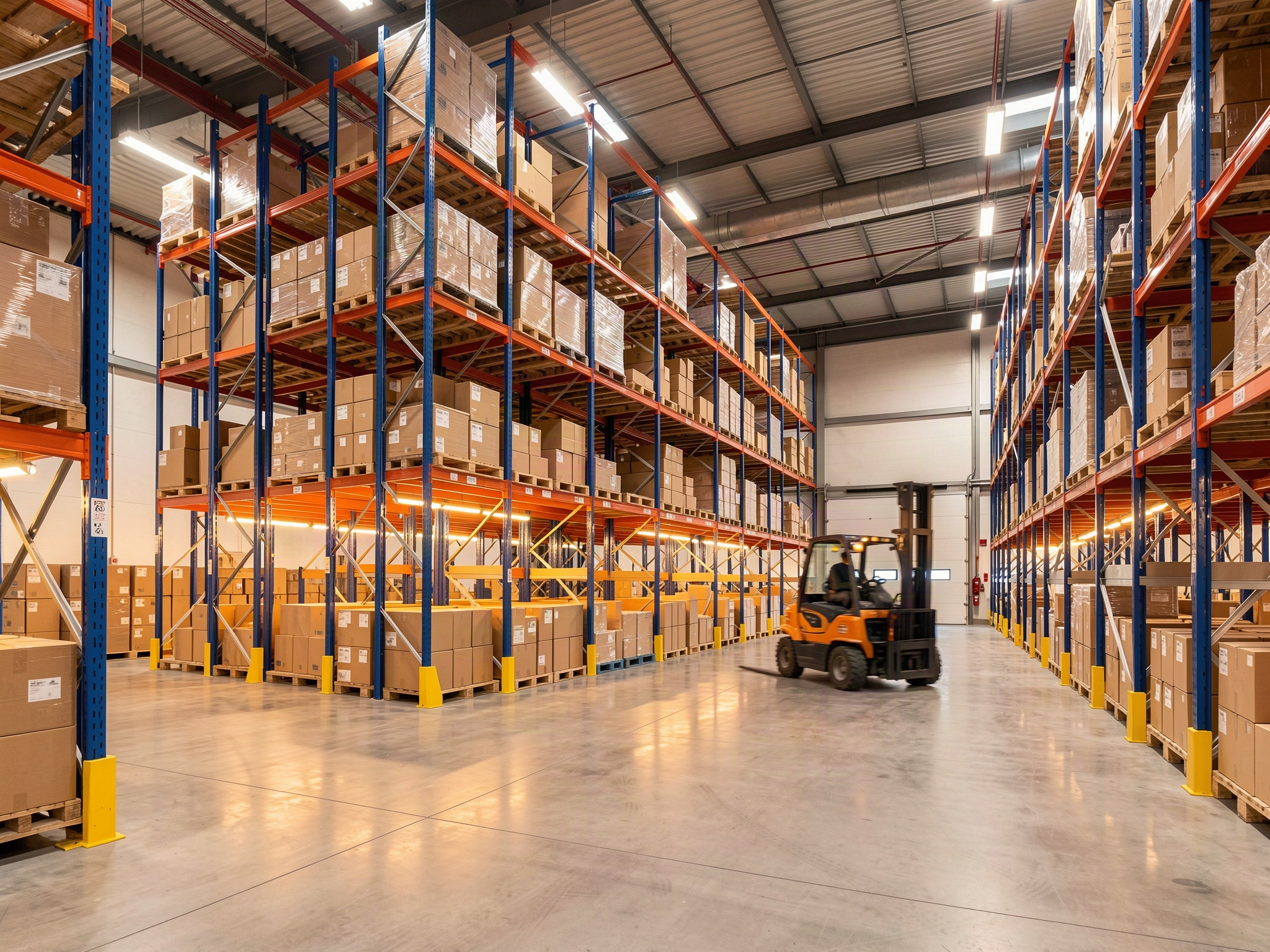 Modern warehouse interior with pallet racking