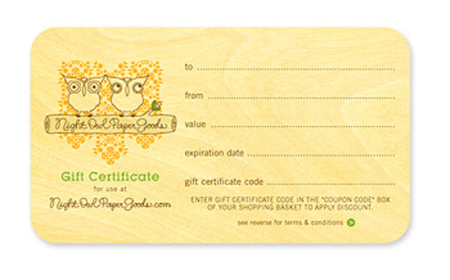 Night Owl Paper Goods • Gift Certificate