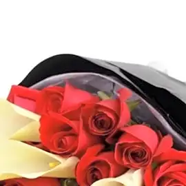 RED ROSES & WHITE CALA BOUQUET view 2