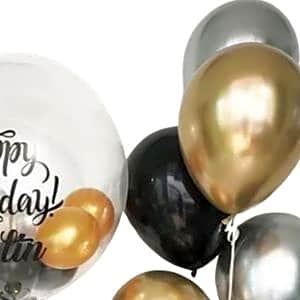 Customized Balloon -Black, Gold And Silver Chrome view 4