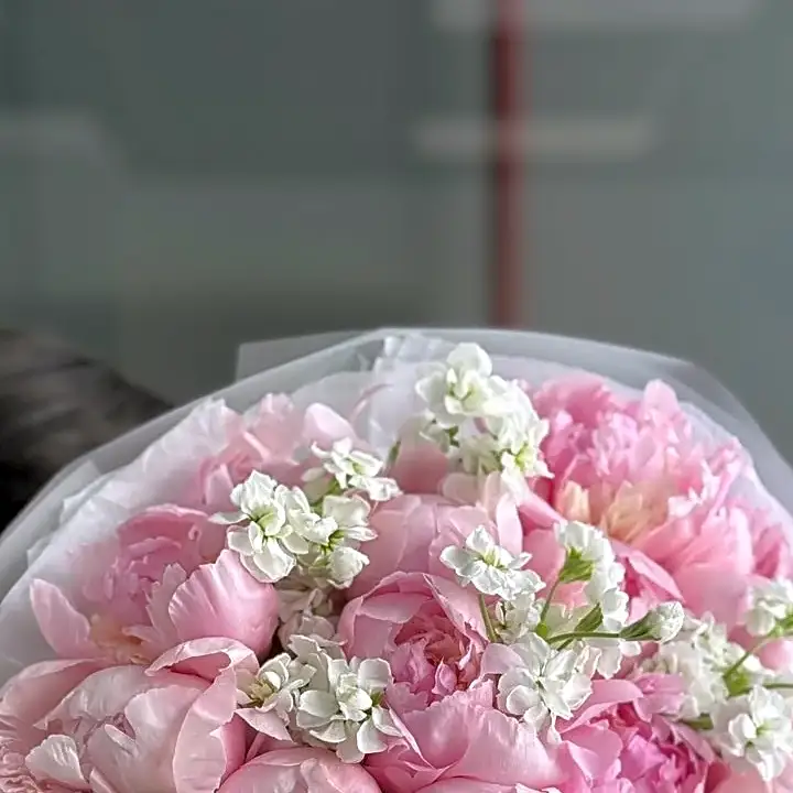 Flower VIP bouquet "IRIS" with peony and matthiola view 2