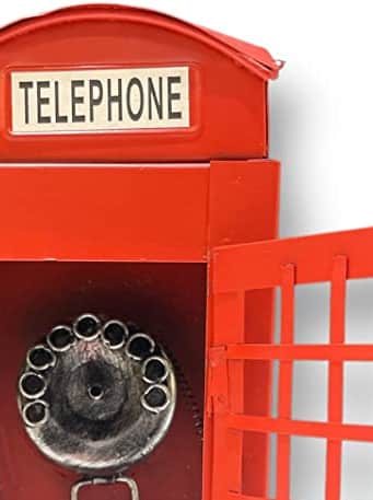 Antique Metal Iron Red London Telephone Box Phone Booth view 2