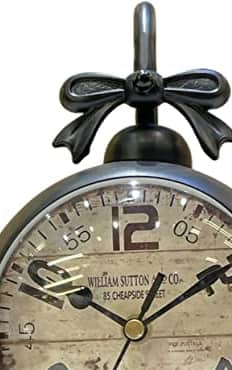 Antique Finish Cast Metal Desk Table Clock Vintage Design view 2