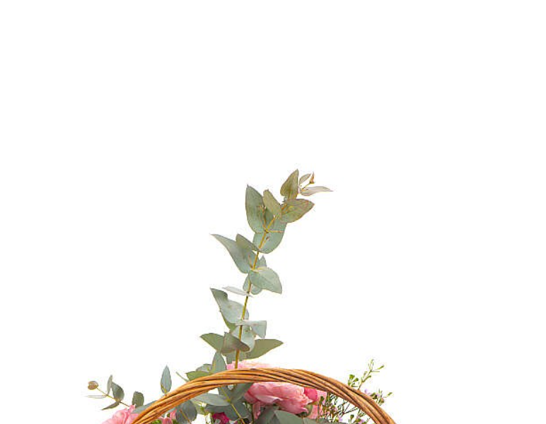 Pink basket arrangement. view 2