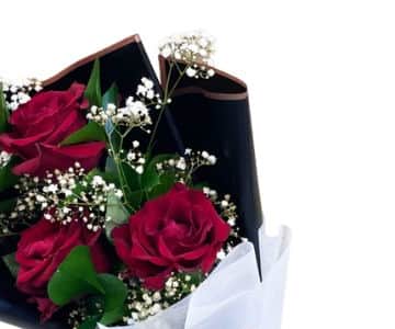 Red rose bouquet with gypsum 3 view 2