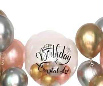 Customized Balloon Bouquet With Gold- Rose Gold- Silver view 2